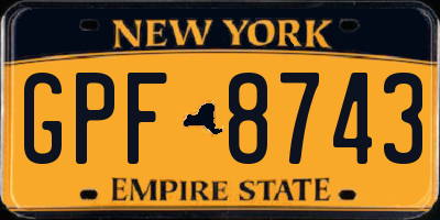 NY license plate GPF8743
