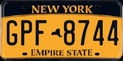 NY license plate GPF8744