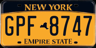 NY license plate GPF8747