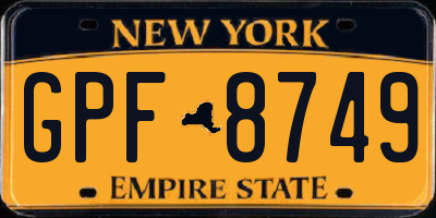 NY license plate GPF8749