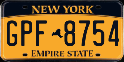 NY license plate GPF8754