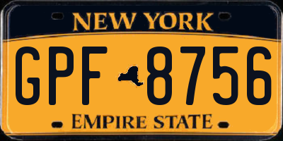 NY license plate GPF8756