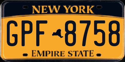 NY license plate GPF8758