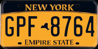 NY license plate GPF8764