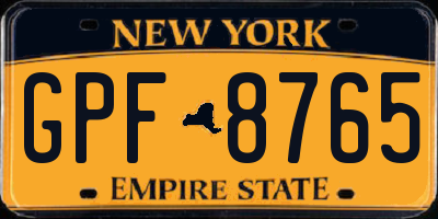 NY license plate GPF8765