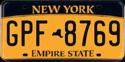 NY license plate GPF8769