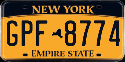 NY license plate GPF8774