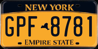NY license plate GPF8781