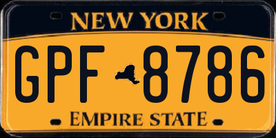 NY license plate GPF8786