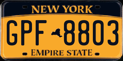 NY license plate GPF8803