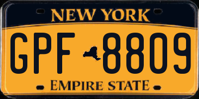 NY license plate GPF8809