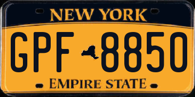 NY license plate GPF8850