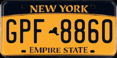 NY license plate GPF8860