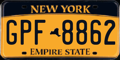 NY license plate GPF8862
