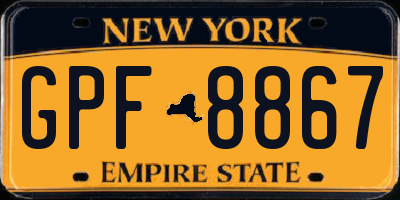 NY license plate GPF8867
