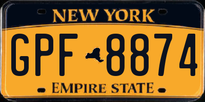 NY license plate GPF8874