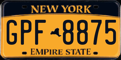NY license plate GPF8875