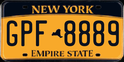 NY license plate GPF8889