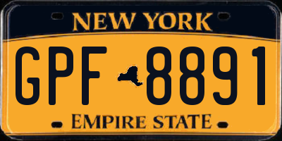 NY license plate GPF8891