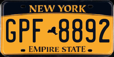 NY license plate GPF8892