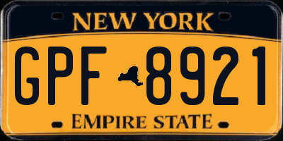 NY license plate GPF8921