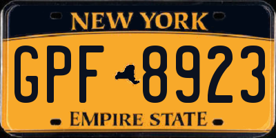 NY license plate GPF8923