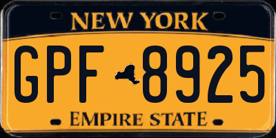 NY license plate GPF8925