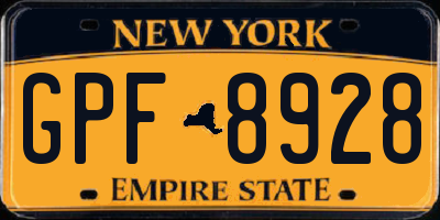 NY license plate GPF8928