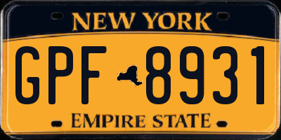 NY license plate GPF8931