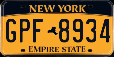 NY license plate GPF8934