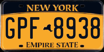 NY license plate GPF8938