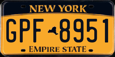 NY license plate GPF8951