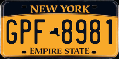 NY license plate GPF8981