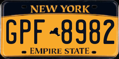 NY license plate GPF8982