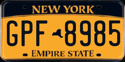 NY license plate GPF8985