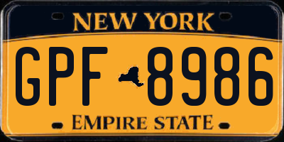 NY license plate GPF8986