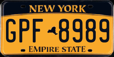 NY license plate GPF8989