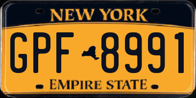 NY license plate GPF8991