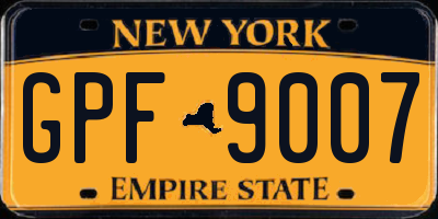 NY license plate GPF9007