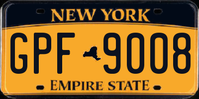 NY license plate GPF9008