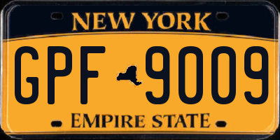 NY license plate GPF9009