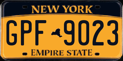 NY license plate GPF9023