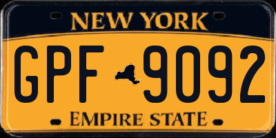 NY license plate GPF9092