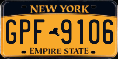 NY license plate GPF9106