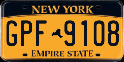 NY license plate GPF9108