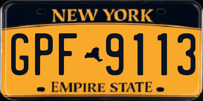 NY license plate GPF9113