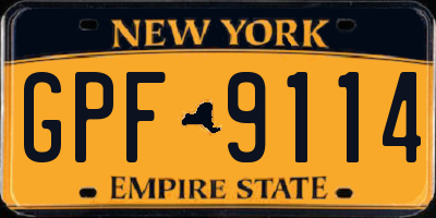 NY license plate GPF9114