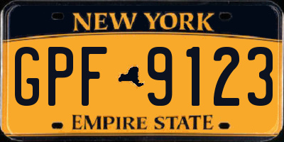 NY license plate GPF9123