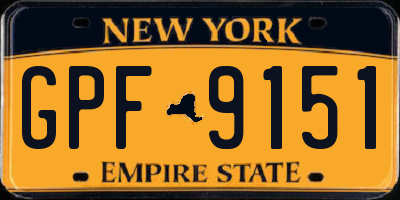 NY license plate GPF9151