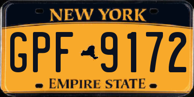 NY license plate GPF9172